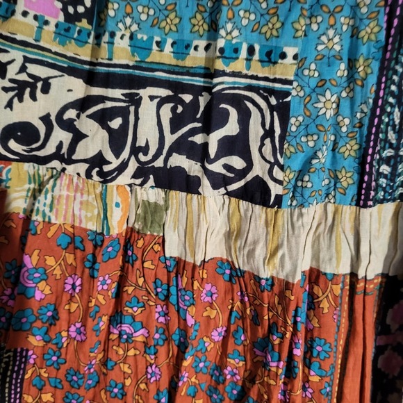 Patchwork Reversible Cotton Maxi Skirt 3X Elastic Waist Boho Hippie Festival - Picture 7 of 11